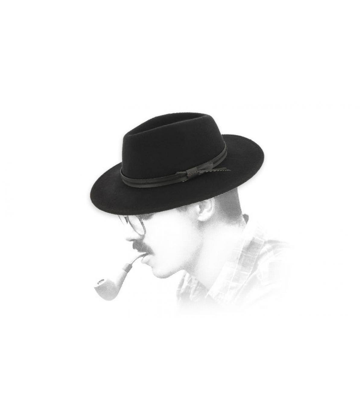 Herman black wool fedora Mackinsley black Herman black wool fedora Mackinsley black